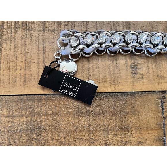 SNÖ of Sweden Bellini Bracelet Womens Silver Crystal Chain Link New with Tags Gi - Picture 2 of 6